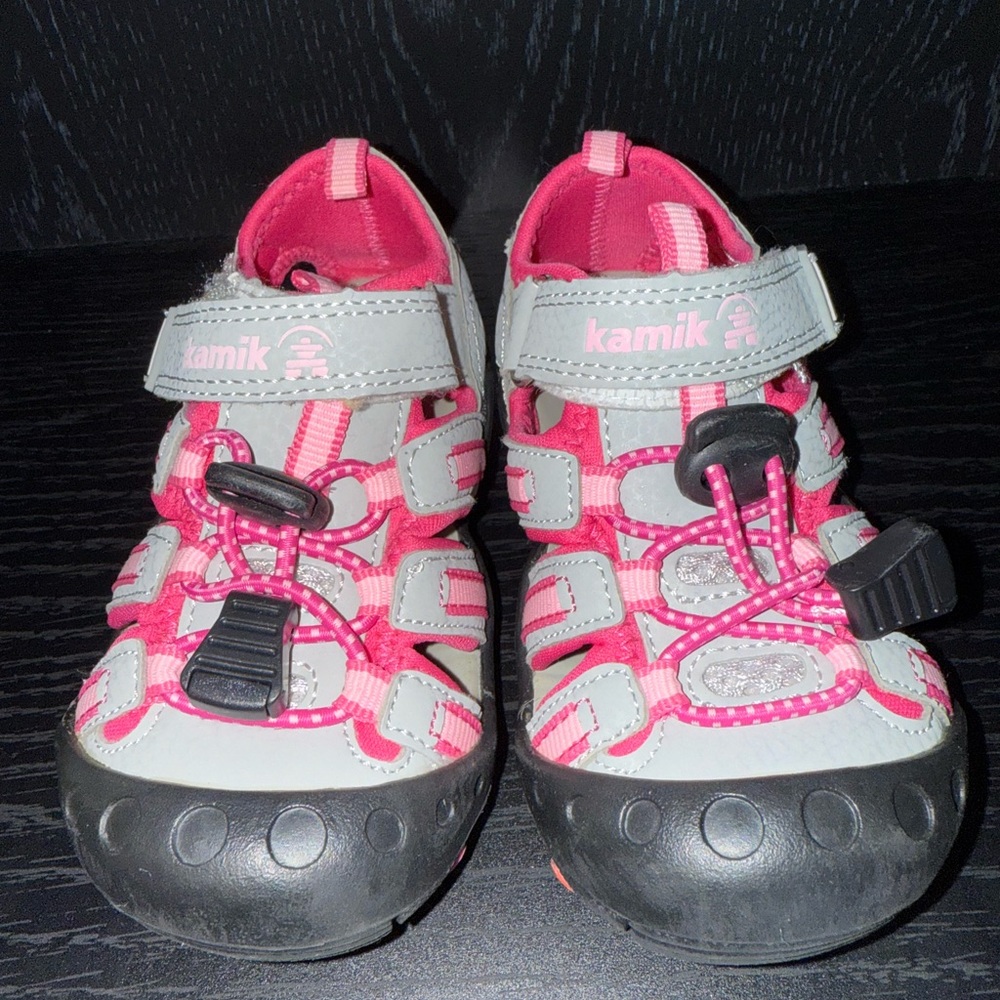 Kamik Pink and Gray Sport Sandals with Protective Toe